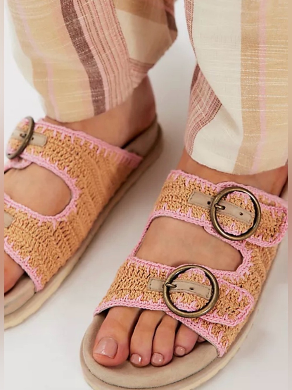 Laidback London Coco Crochet Footbed Sandals sz 39